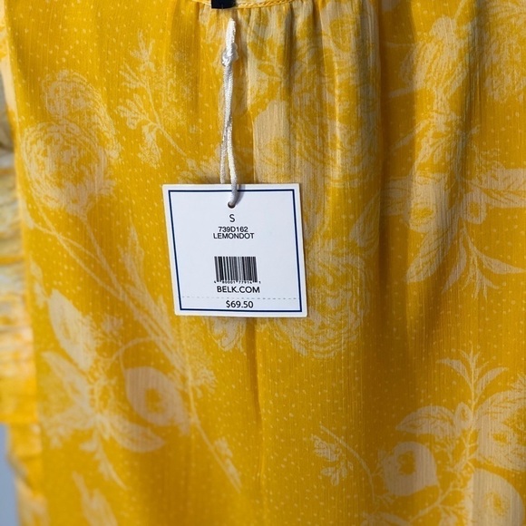 Kaari Blue Keyhole Sleeveless Peasant Summer Dress Small Wedding Spring Lemon - Picture 8 of 8